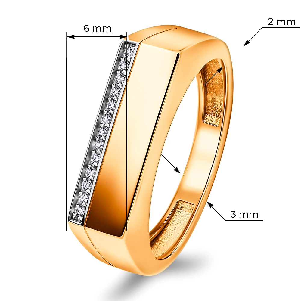 Кольцо с фианитами из красного золота 585 пробы