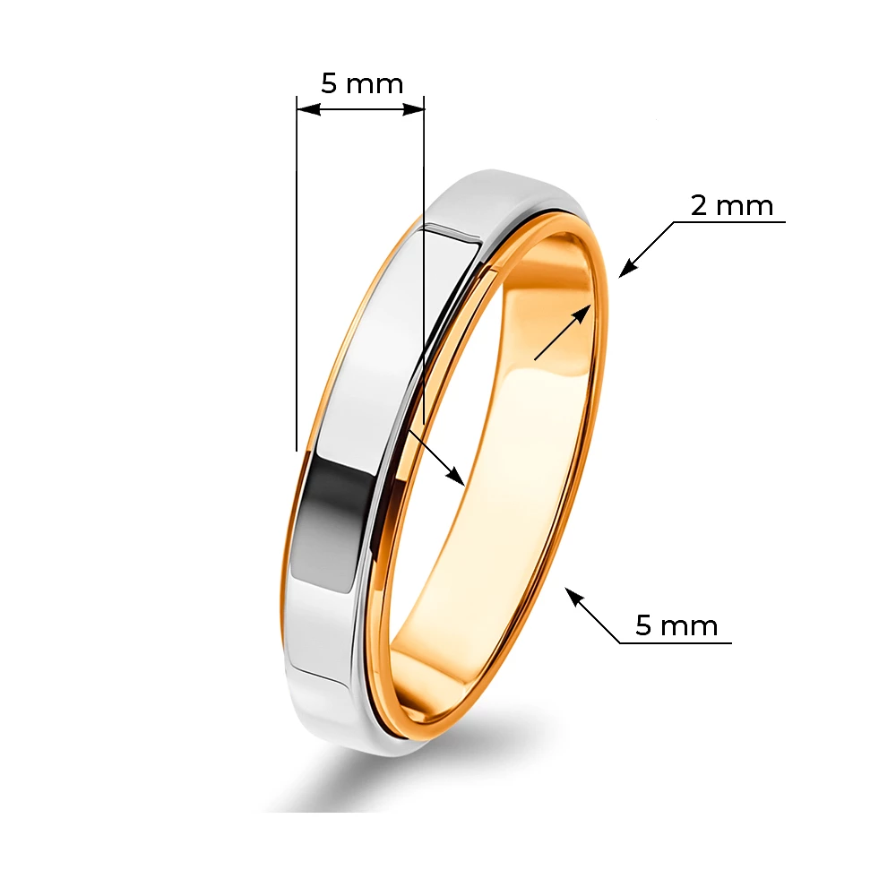 Кольцо обручальное из комбинированного золота 585 пробы