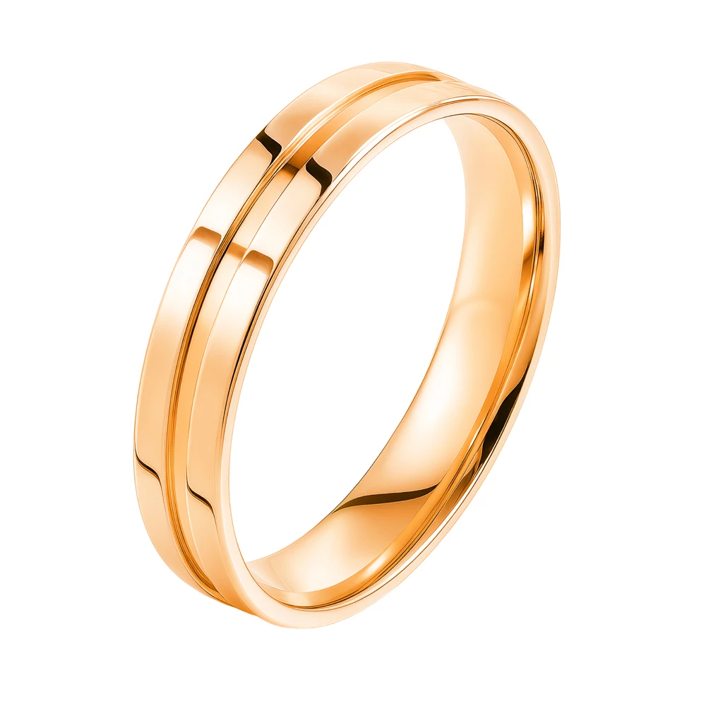 Кольцо обручальное из комбинированного золота 585 пробы