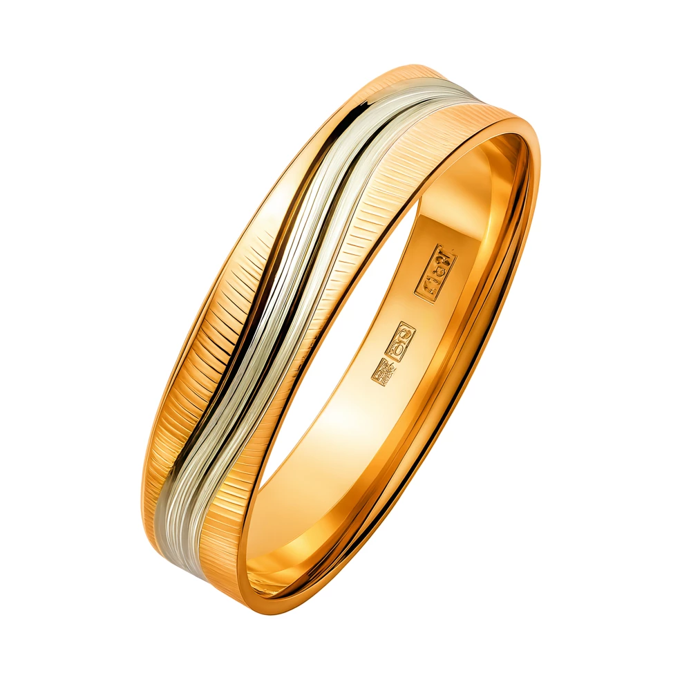 Кольцо обручальное из комбинированного золота 585 пробы Кольцо обручальное из комбинированного золота 585 пробы