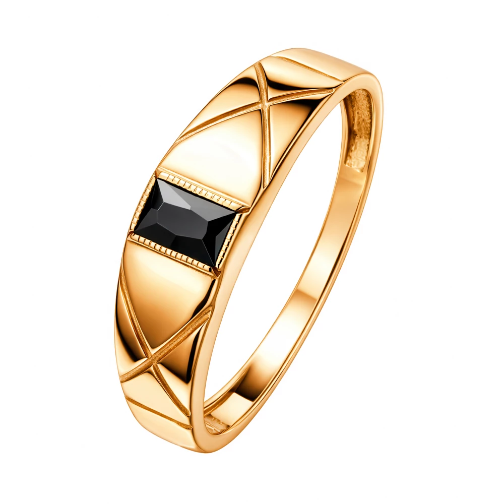 Кольцо с фианитом из красного золота 585 пробы