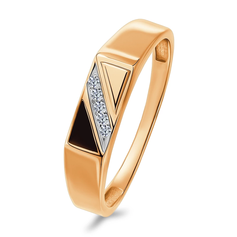 Кольцо с фианитами из красного золота 585 пробы