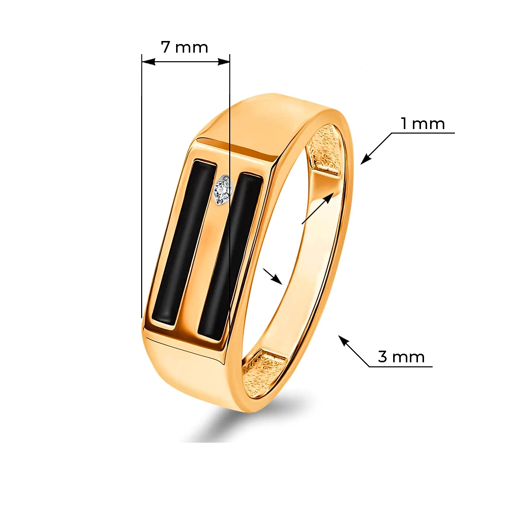 Кольцо с фианитом из красного золота 585 пробы