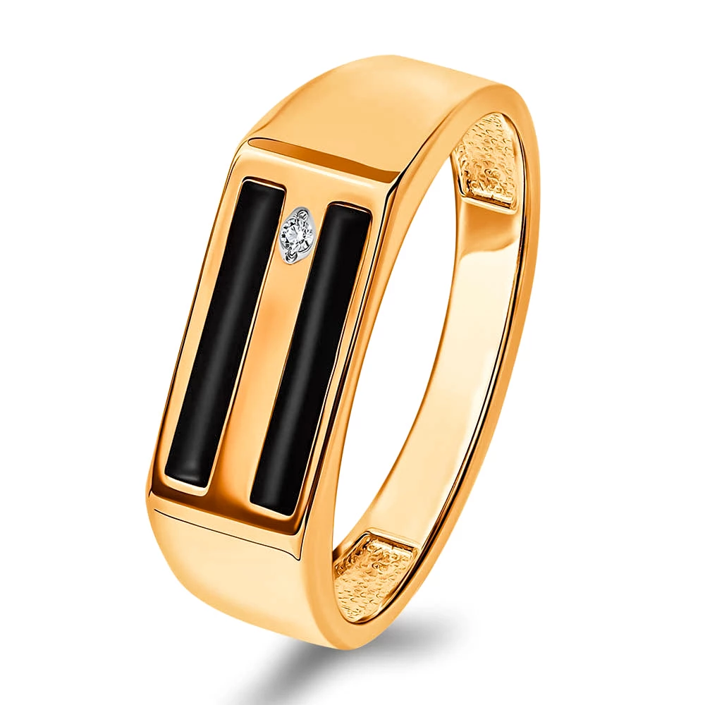 Кольцо с фианитом из красного золота 585 пробы