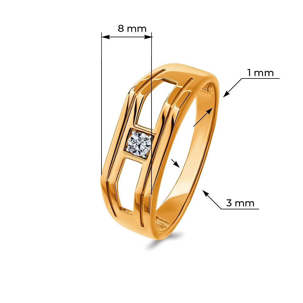 Кольцо с фианитом из красного золота 375 пробы