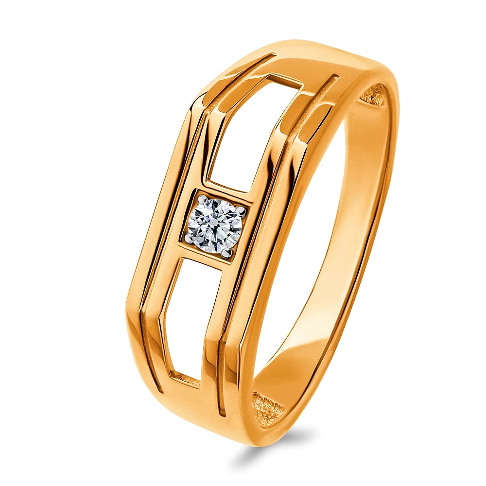 Кольцо с фианитом из красного золота 375 пробы