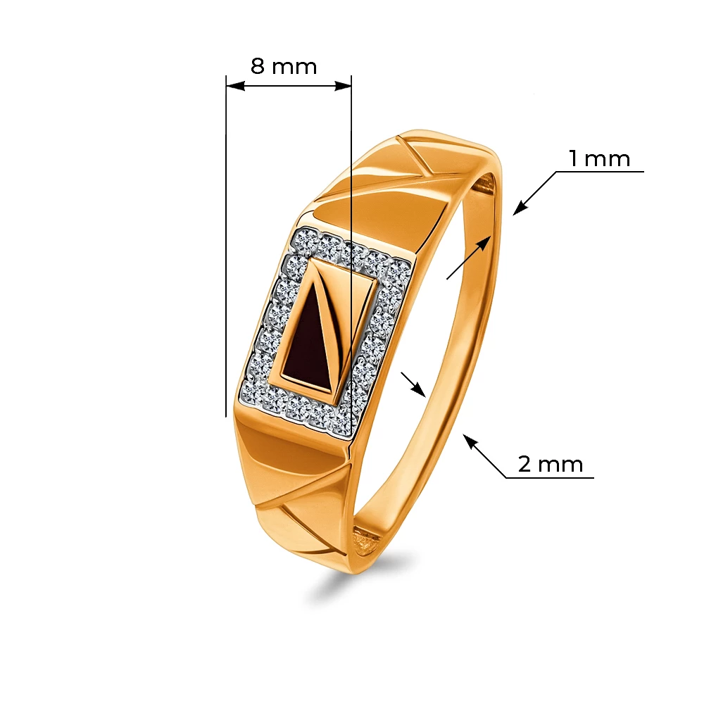 Кольцо с фианитами из красного золота 375 пробы