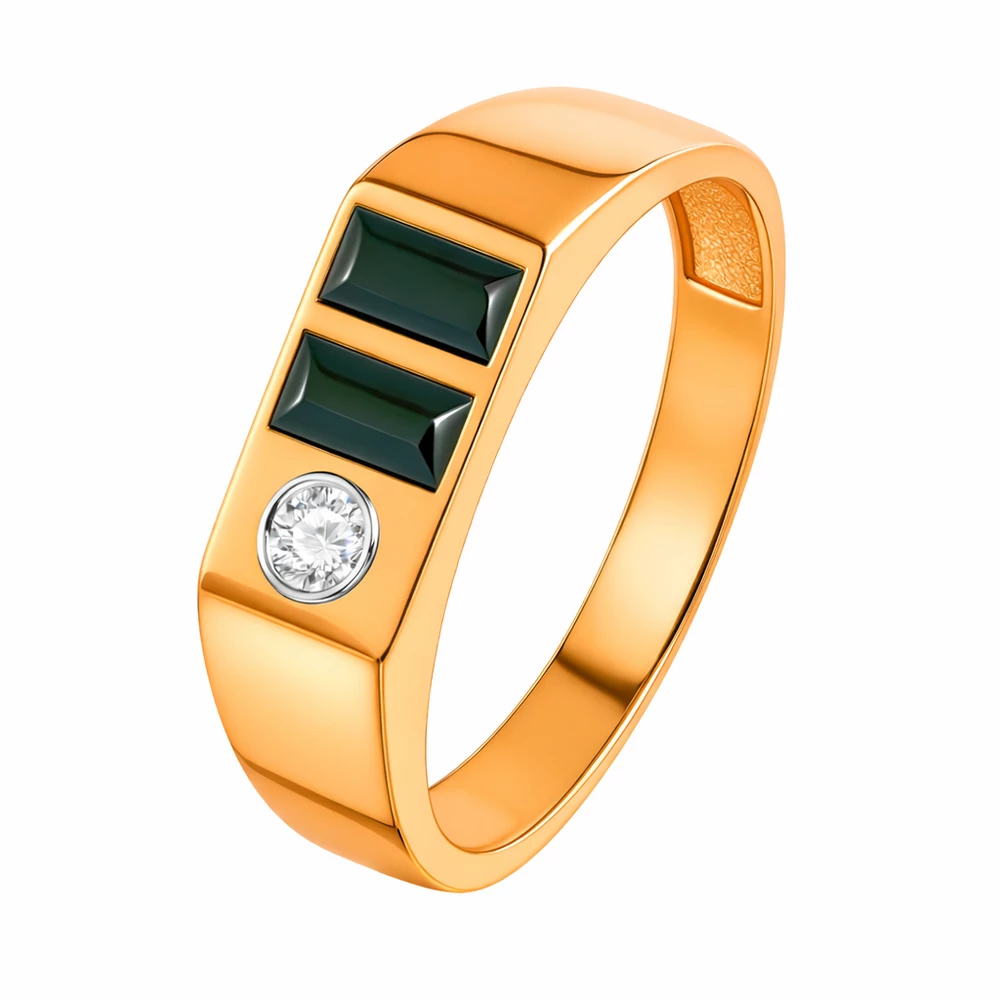 Кольцо с фианитом из красного золота 585 пробы