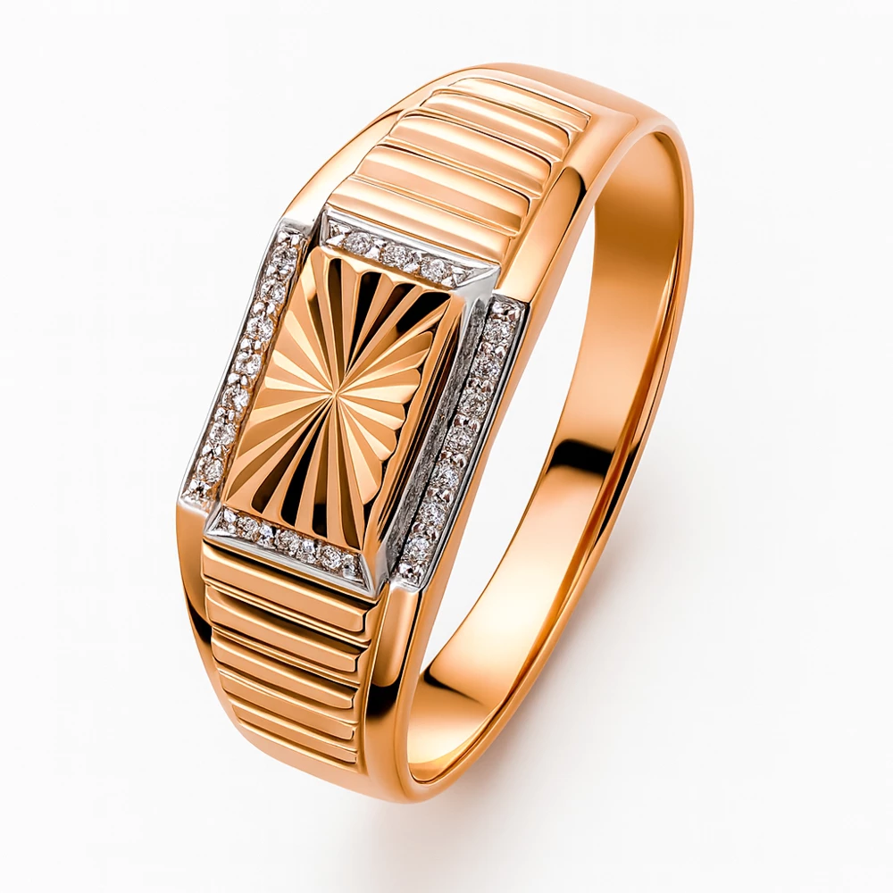 Кольцо с фианитами из красного золота 375 пробы