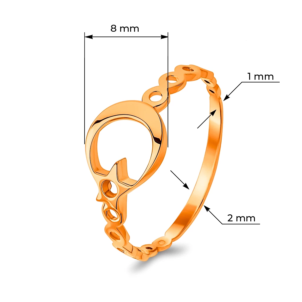 Кольцо  мусульманское из красного золота 585 пробы