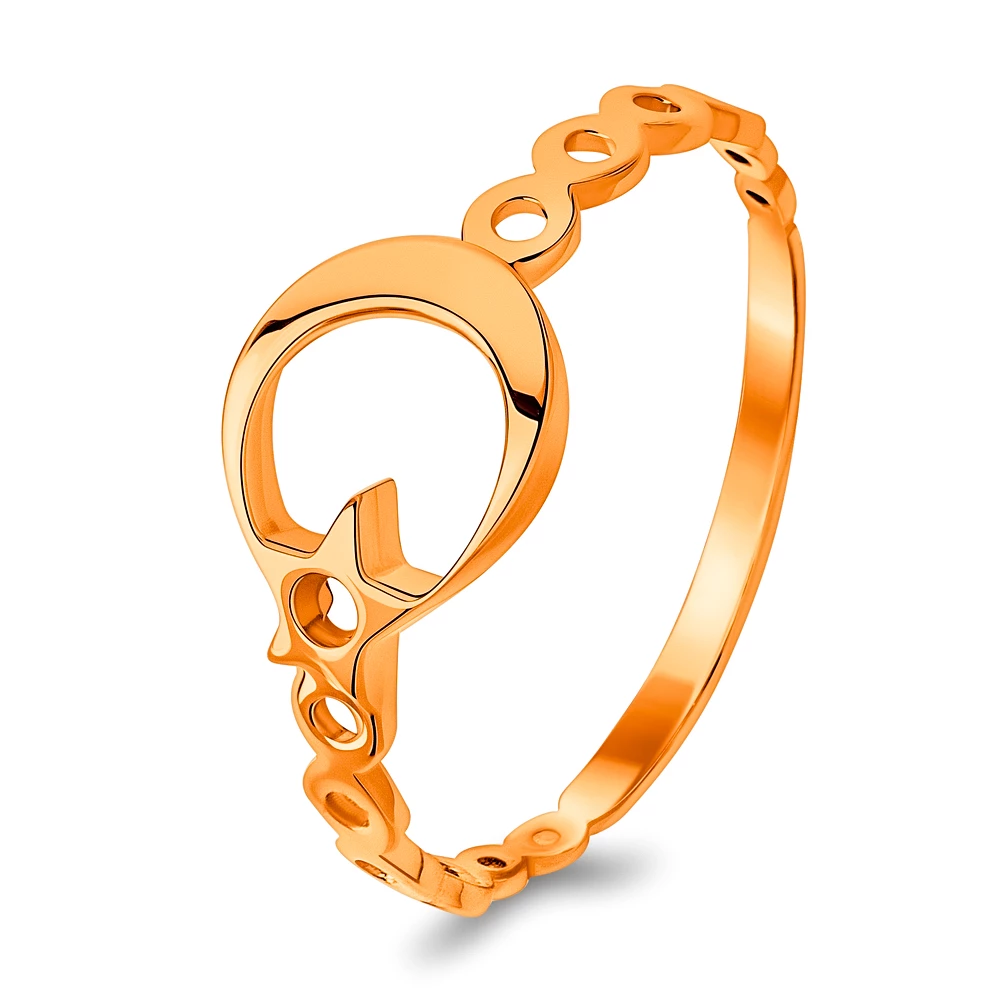 Кольцо  мусульманское из красного золота 585 пробы