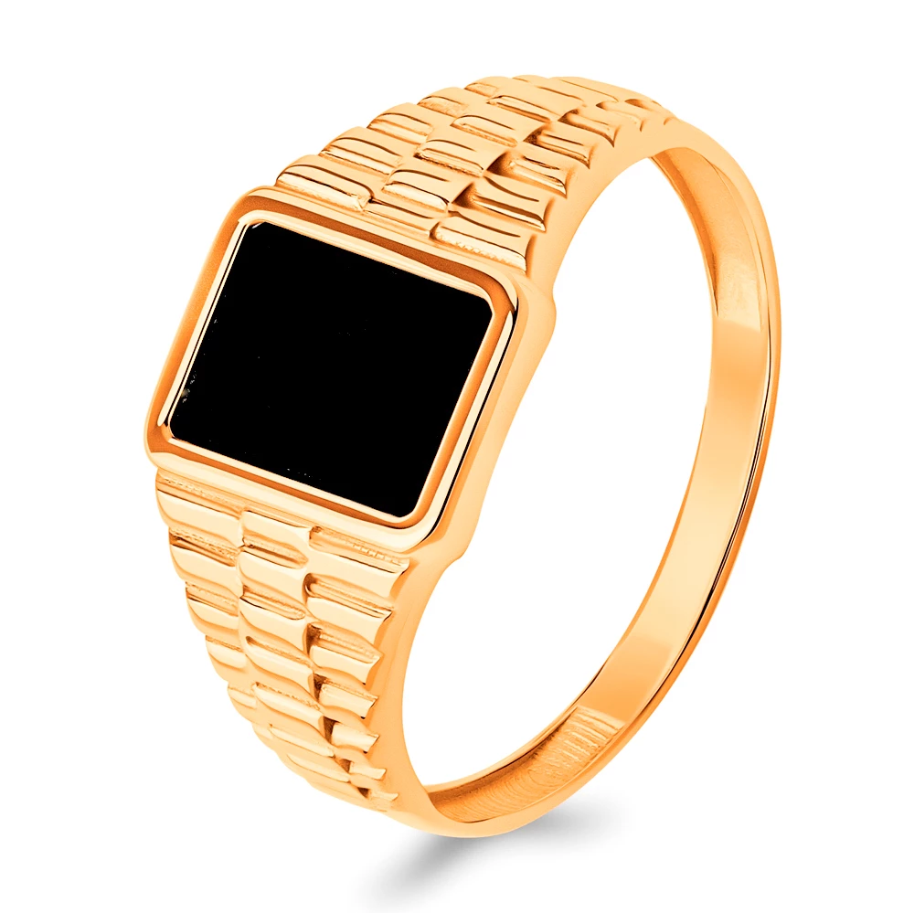 Кольцо с фианитом из красного золота 585 пробы