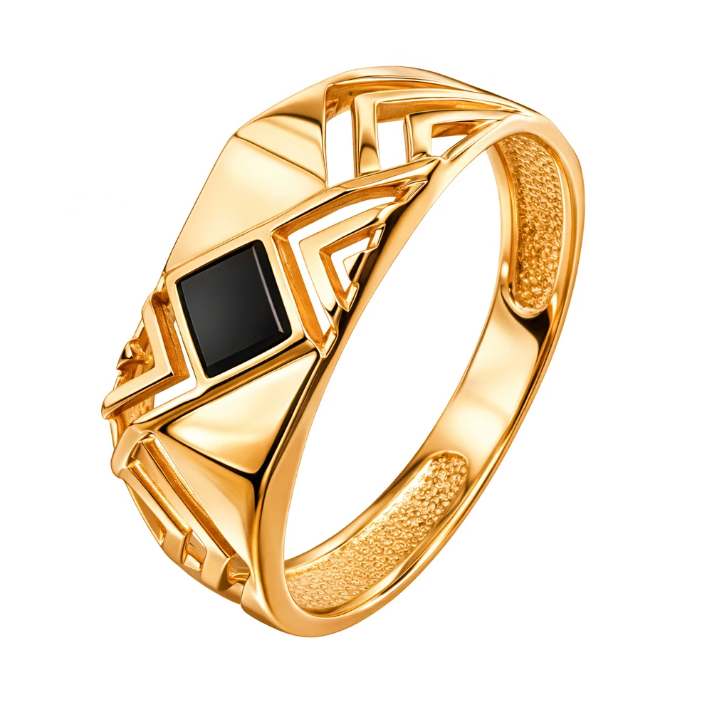 Кольцо с фианитом из красного золота 585 пробы