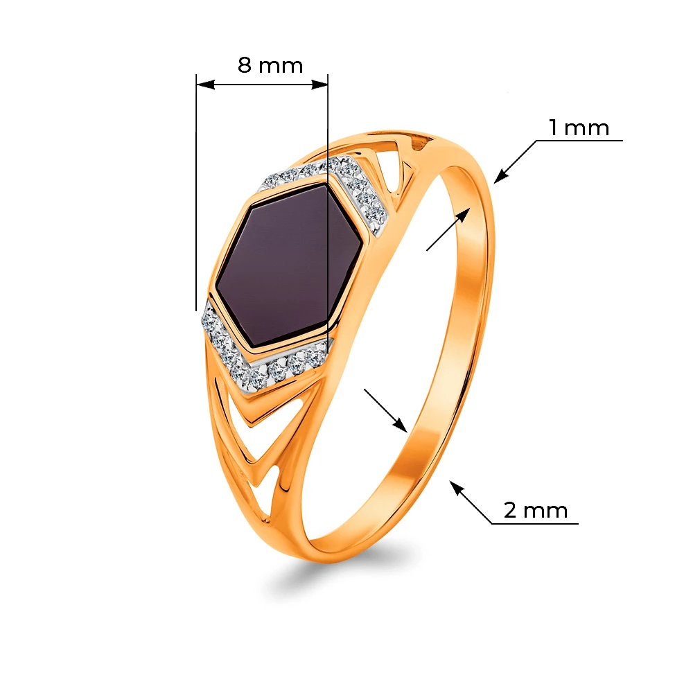 Кольцо с фианитами из красного золота 585 пробы