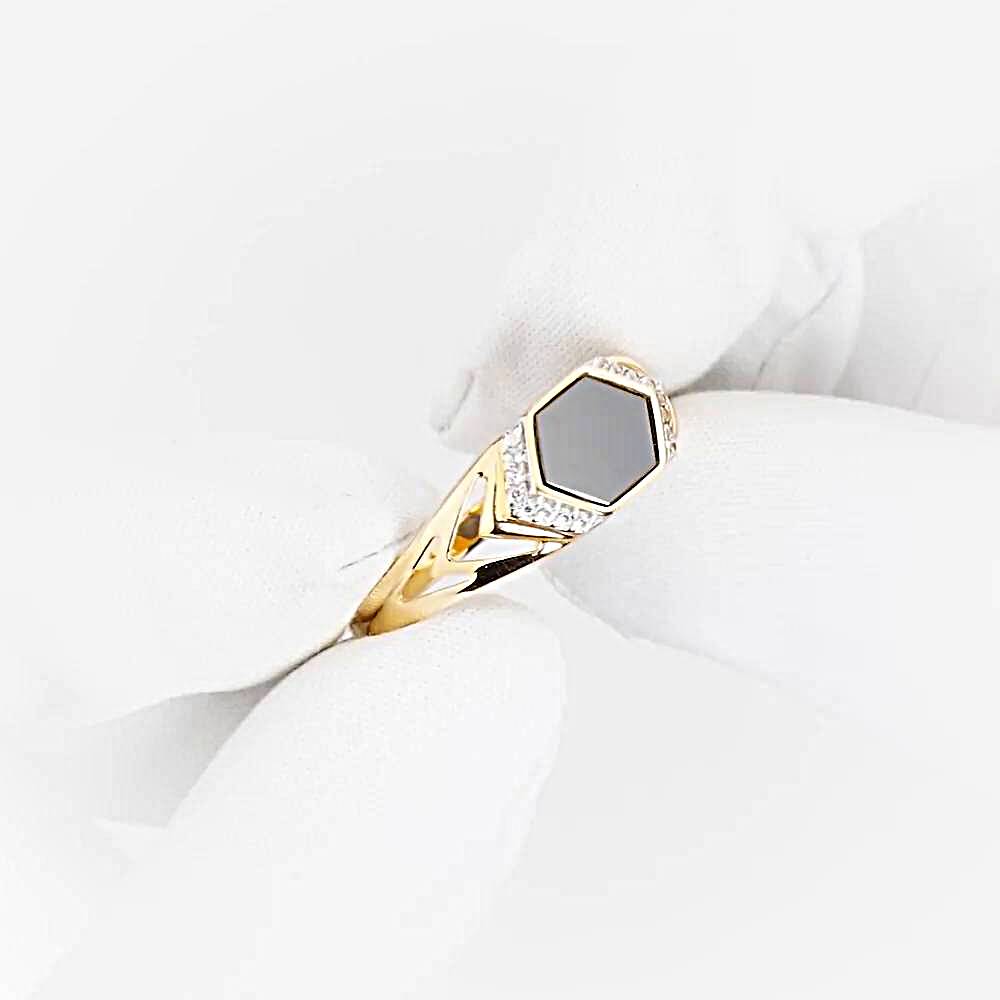 Кольцо с фианитами из красного золота 585 пробы 1