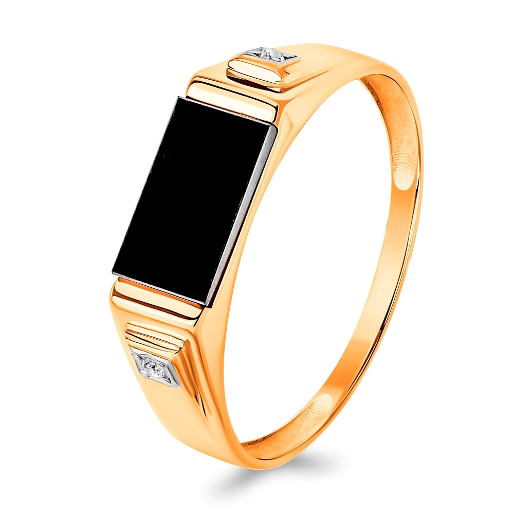 Кольцо с фианитами из красного золота 585 пробы