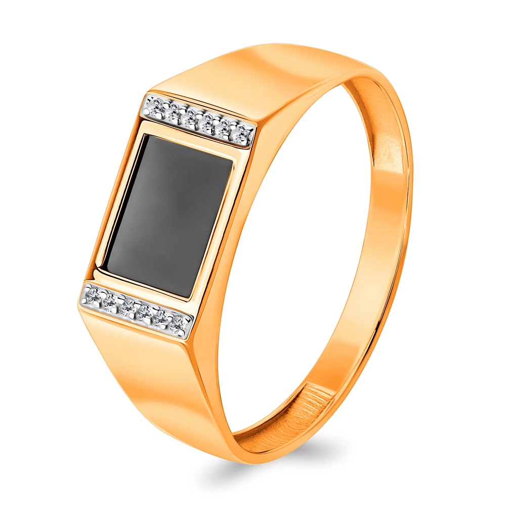 Кольцо с фианитами из красного золота 585 пробы