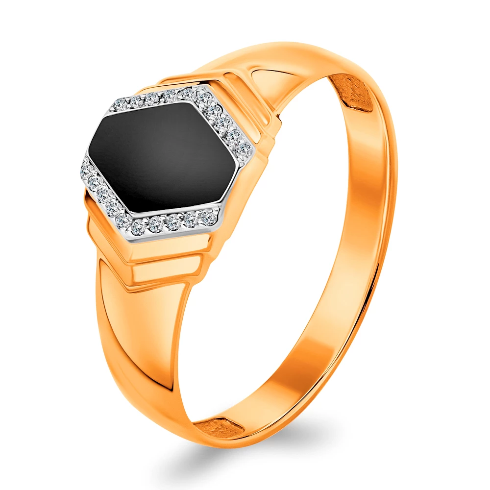 Кольцо с фианитами из красного золота 585 пробы