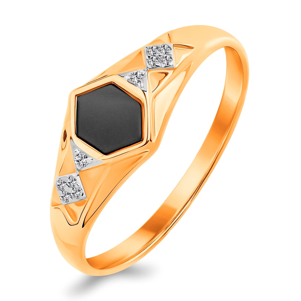 Кольцо с фианитами из красного золота 585 пробы