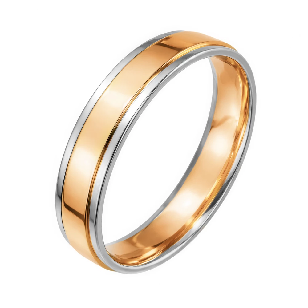 Кольцо обручальное из комбинированного золота 585 пробы