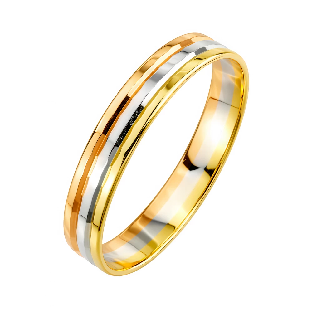 Кольцо обручальное из комбинированного золота 585 пробы