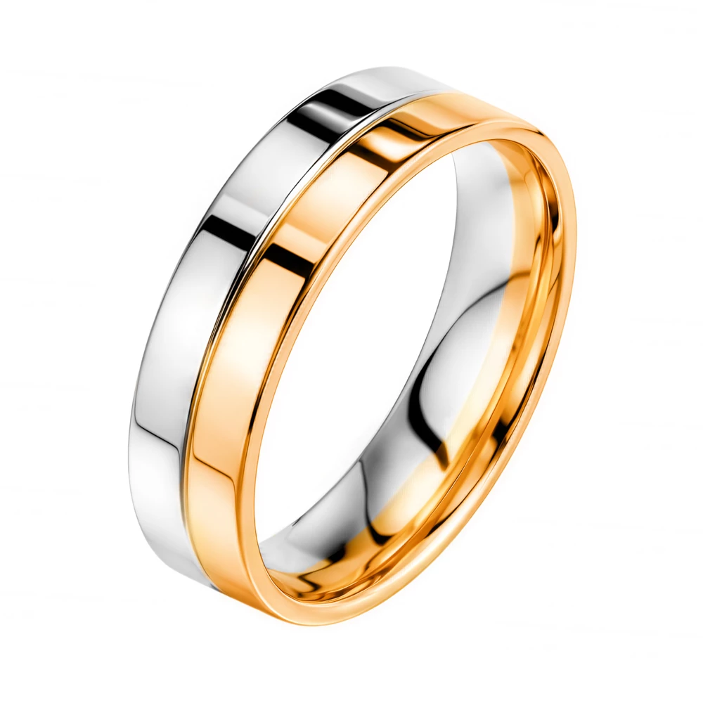 Кольцо обручальное из комбинированного золота 585 пробы