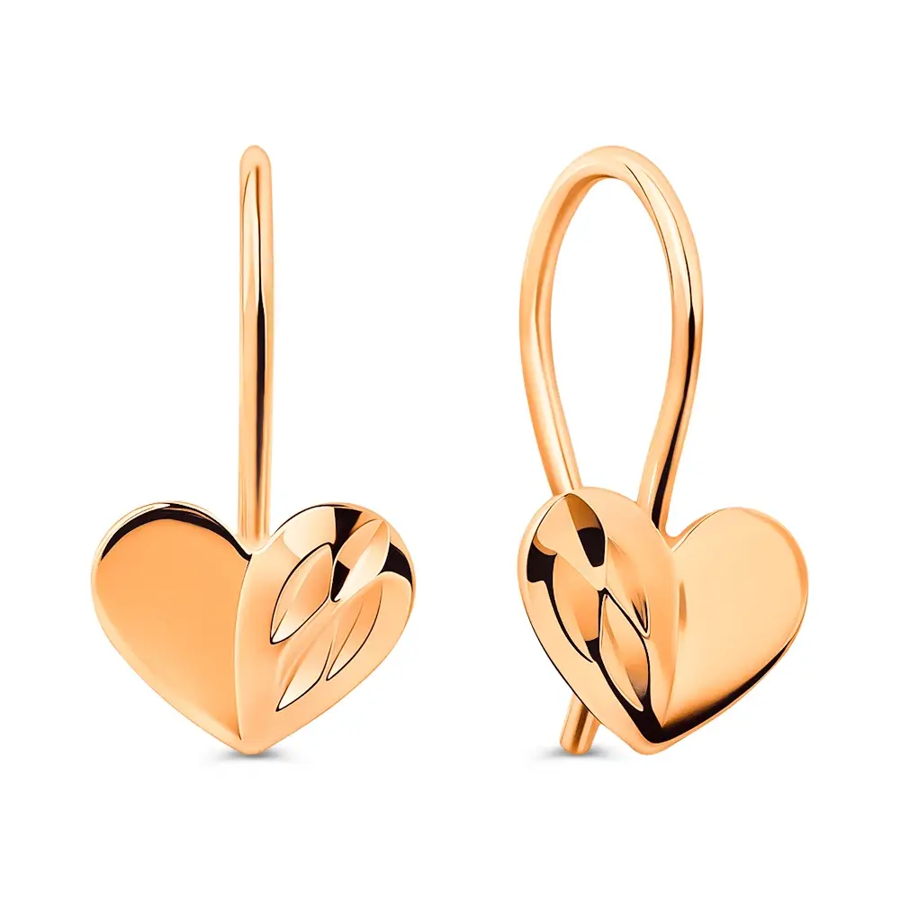 Серьги детские из красного золота 585 пробы