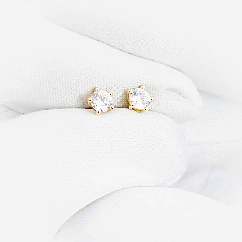 Серьги детские с фианитами из красного золота 585 пробы 1