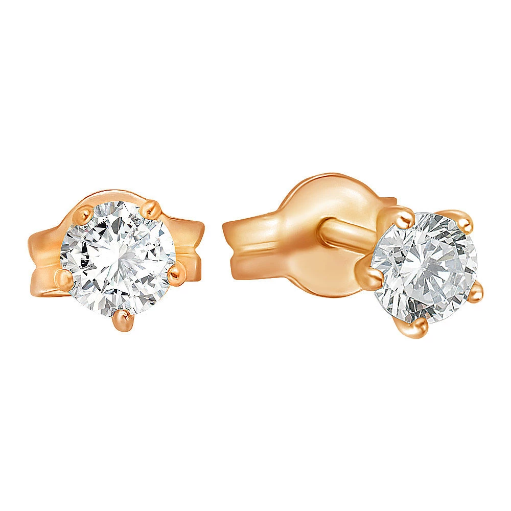 Серьги детские с фианитами из красного золота 585 пробы 1