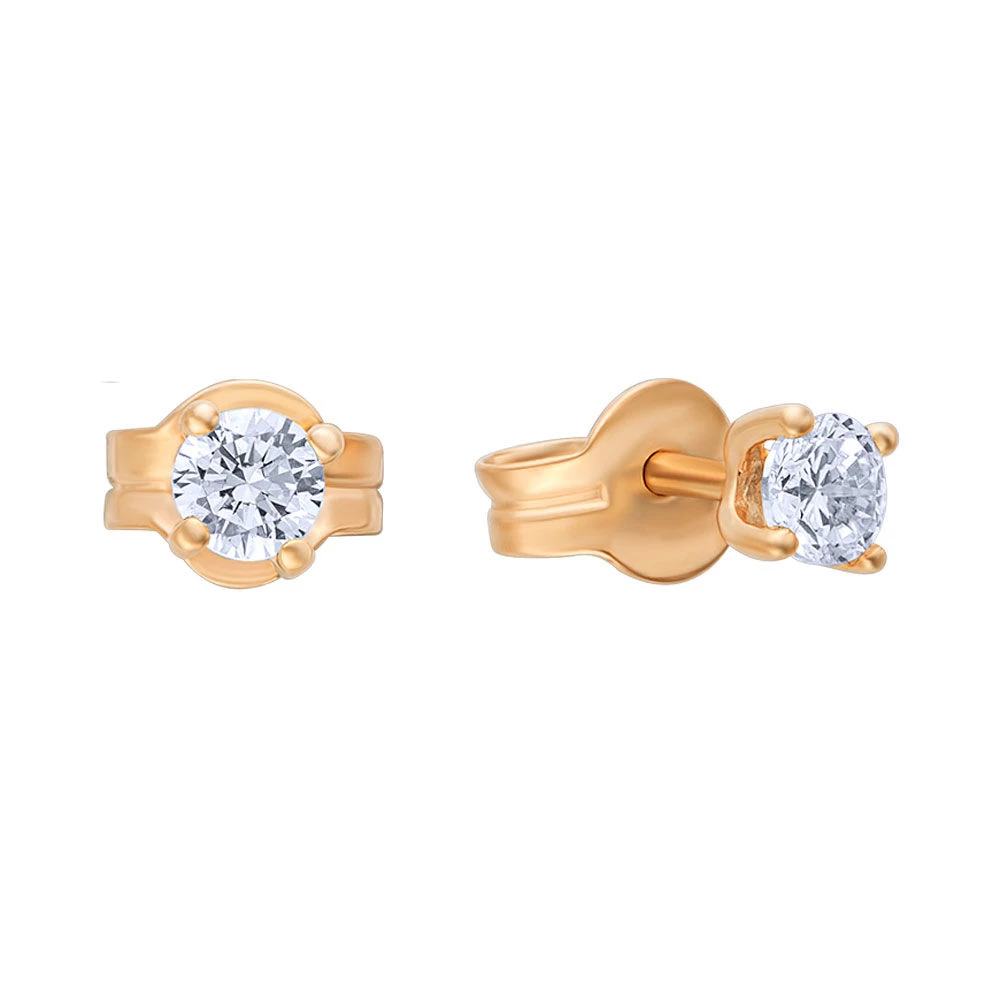 Серьги детские с фианитами из красного золота 585 пробы 2