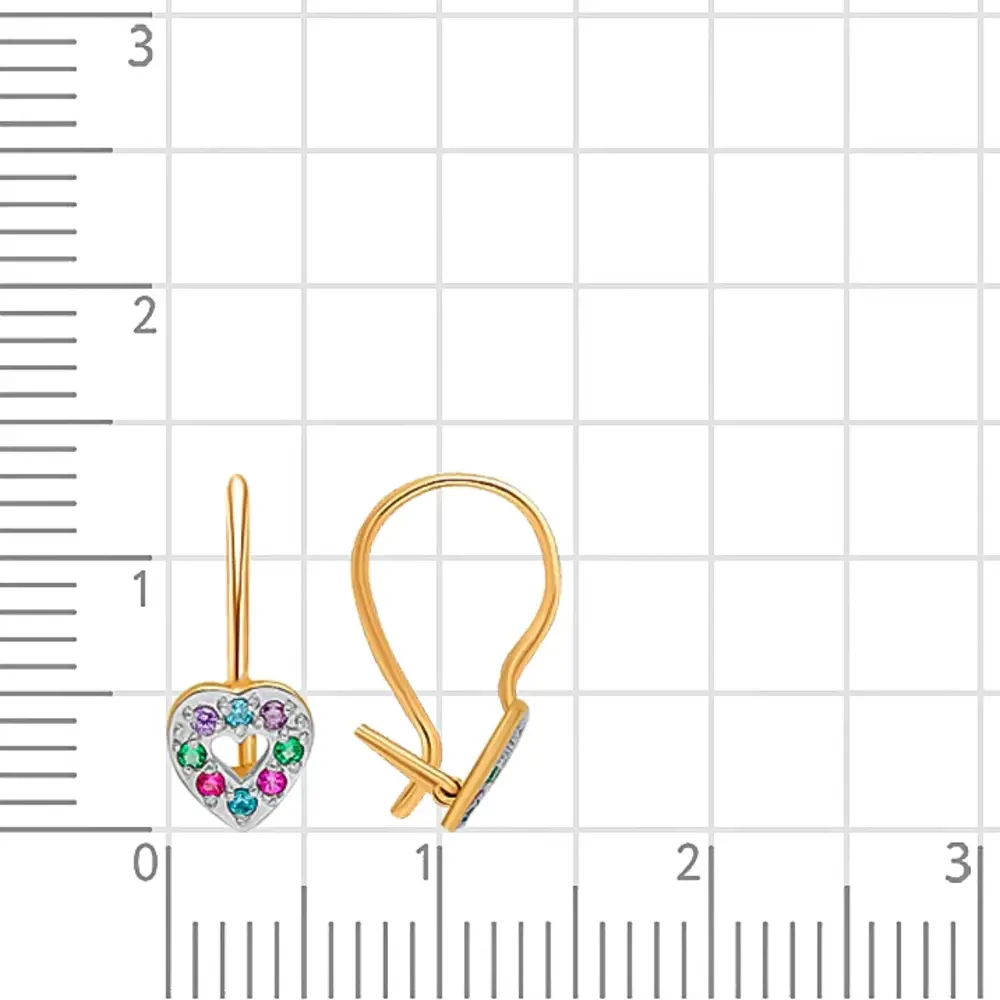 Серьги детские с фианитами из красного золота 375 пробы