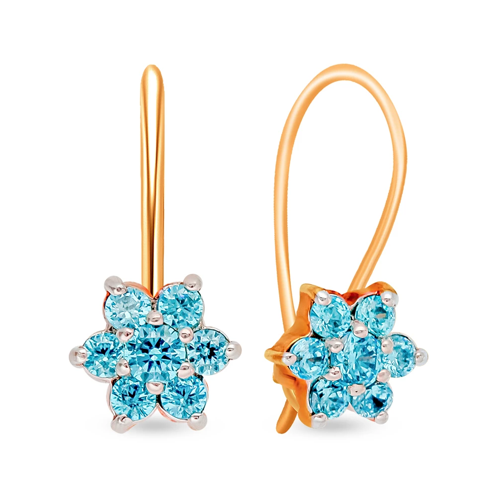 Серьги детские с фианитами из красного золота 375 пробы 1