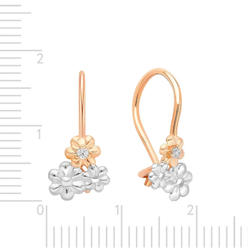 Серьги детские с фианитами из красного золота 375 пробы 2