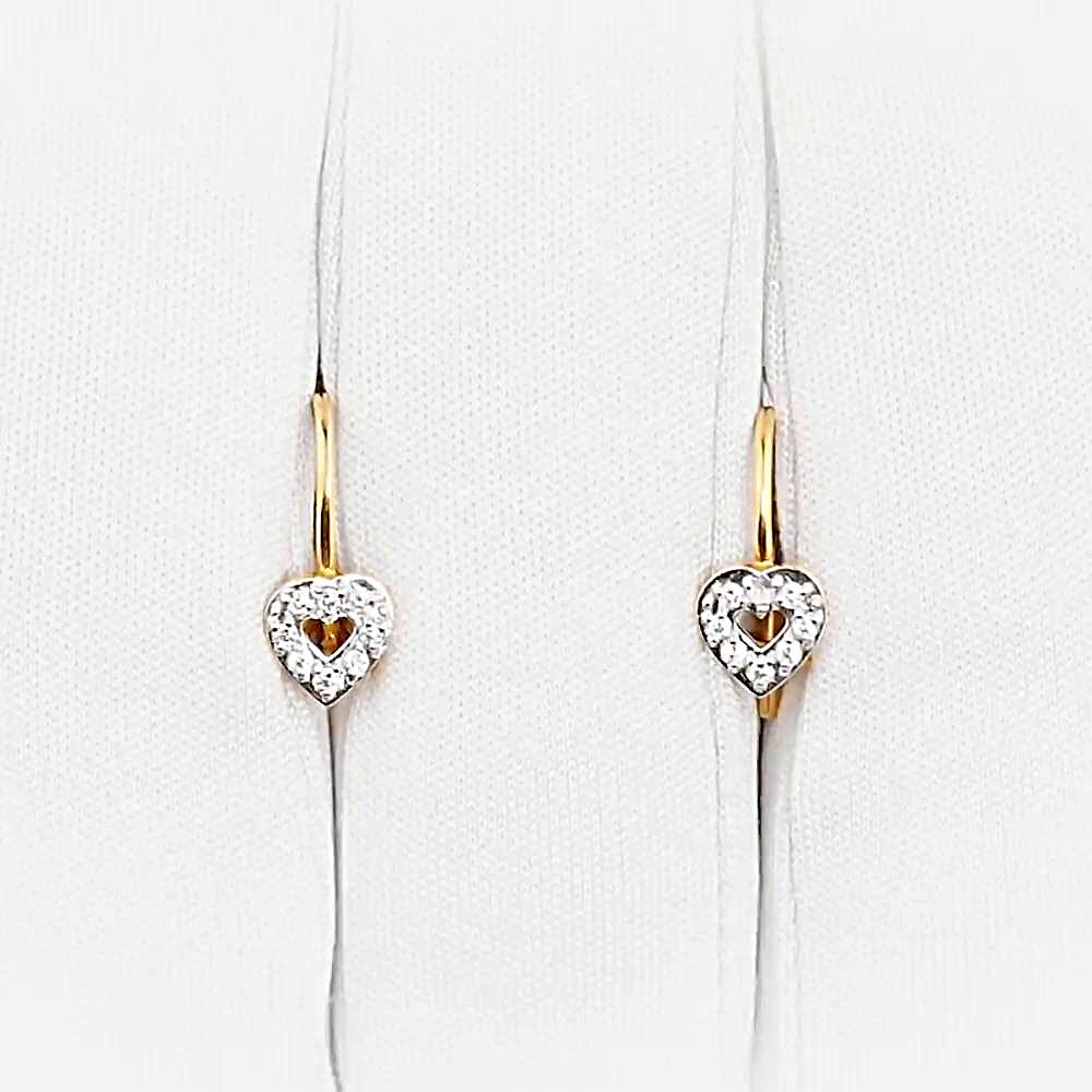 Серьги детские с фианитами из красного золота 585 пробы 1