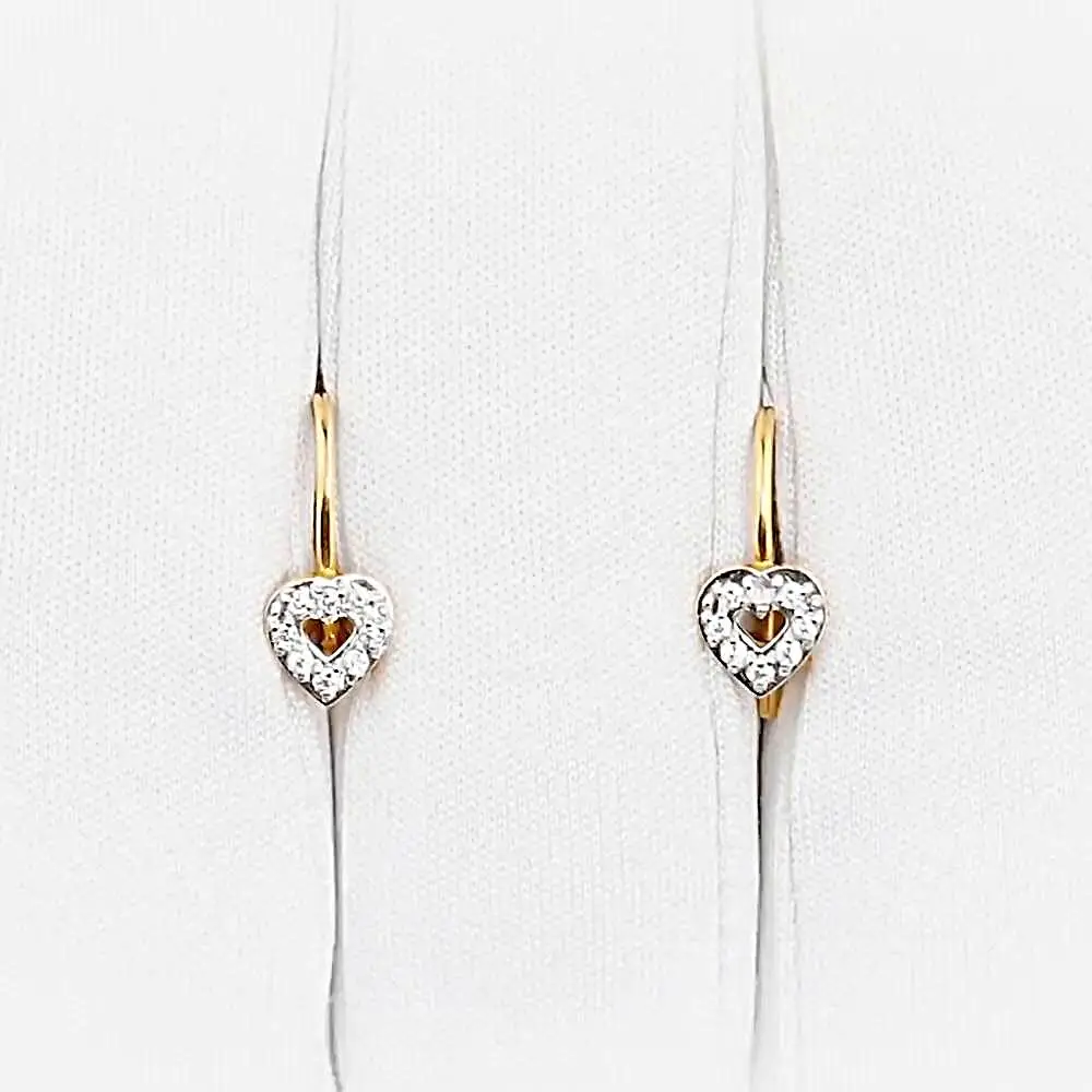 Серьги детские с фианитами из красного золота 585 пробы 2