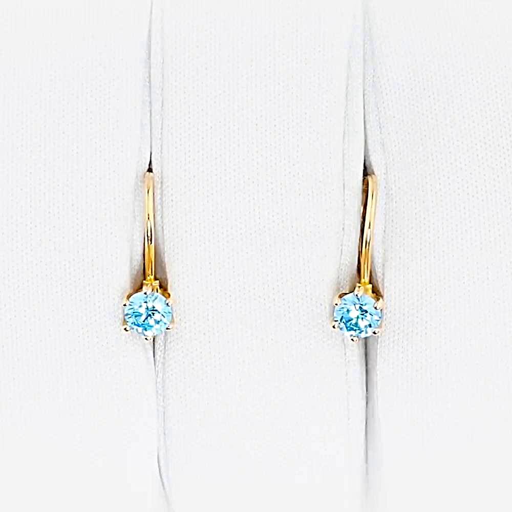 Серьги детские с фианитами из красного золота 585 пробы 1