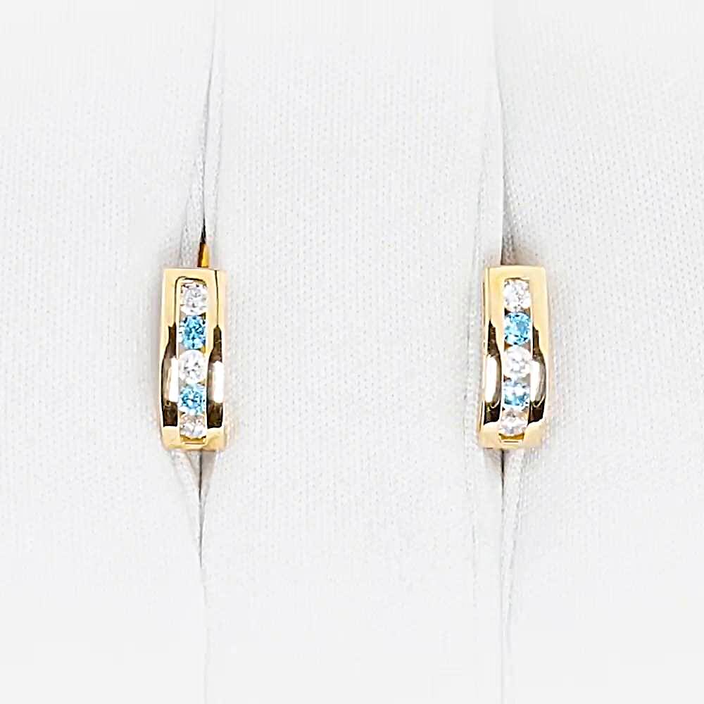 Серьги детские с фианитами из красного золота 585 пробы 1