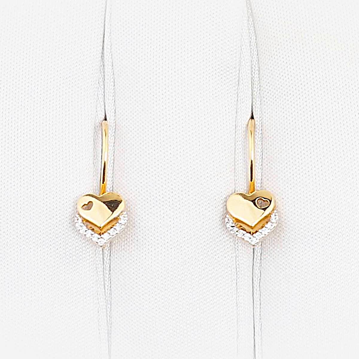 Серьги детские с фианитами из красного золота 585 пробы 1