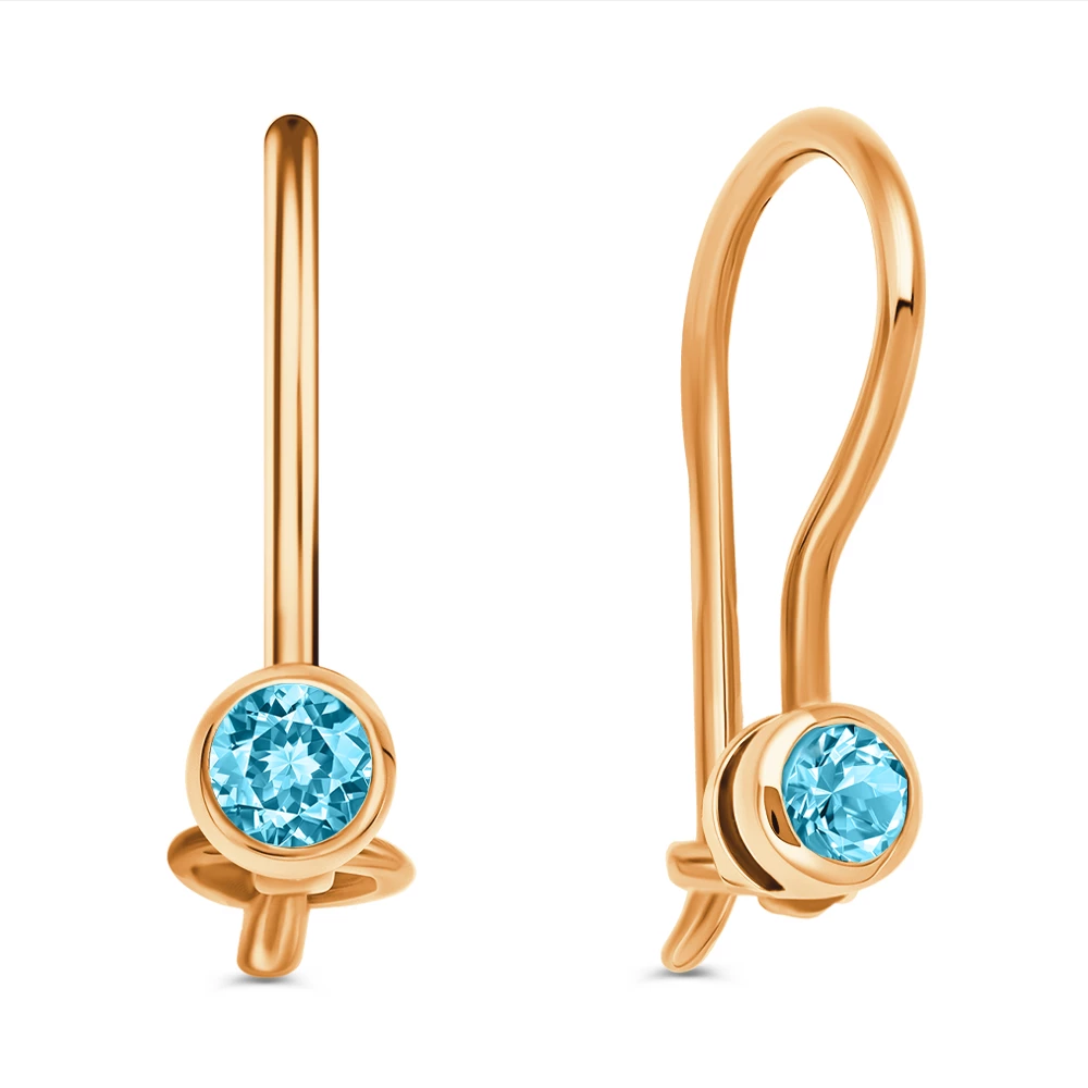 Серьги детские с фианитами из красного золота 375 пробы 1