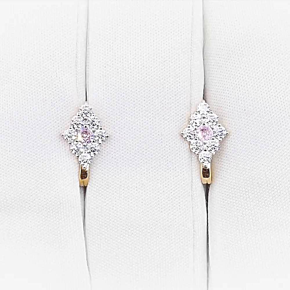 Серьги детские с фианитами из красного золота 585 пробы 1
