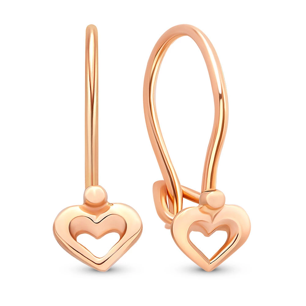 Серьги детские из красного золота 585 пробы