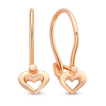 Серьги детские из красного золота 585 пробы