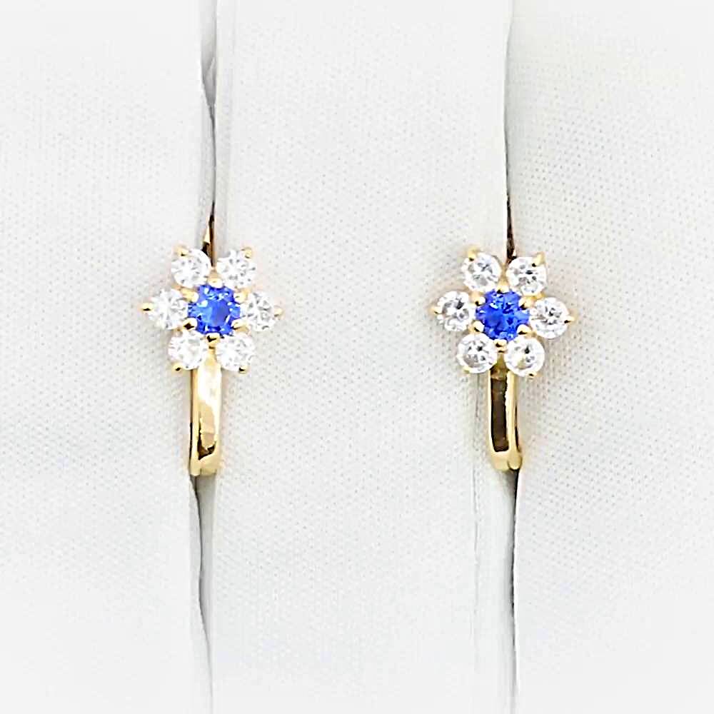 Серьги детские с фианитами из красного золота 585 пробы 1