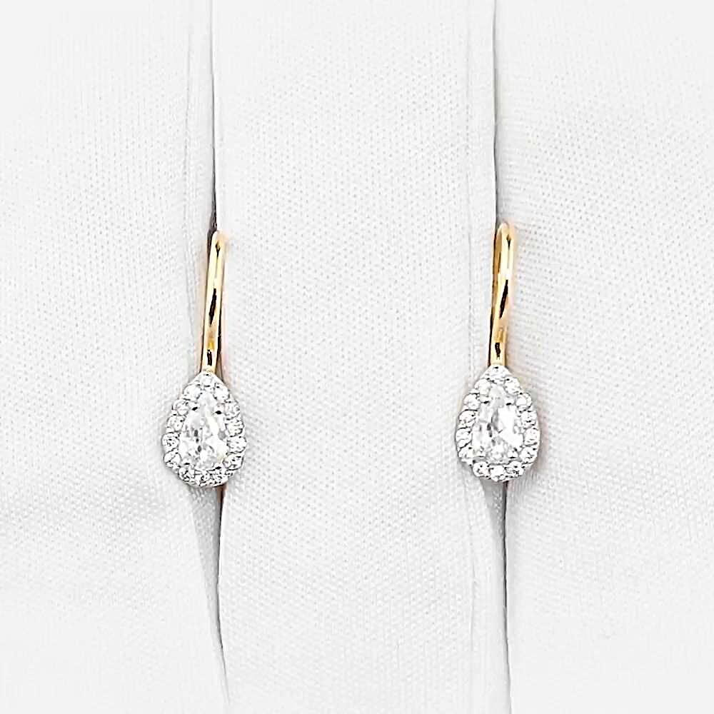 Серьги детские с фианитами из красного золота 585 пробы 1