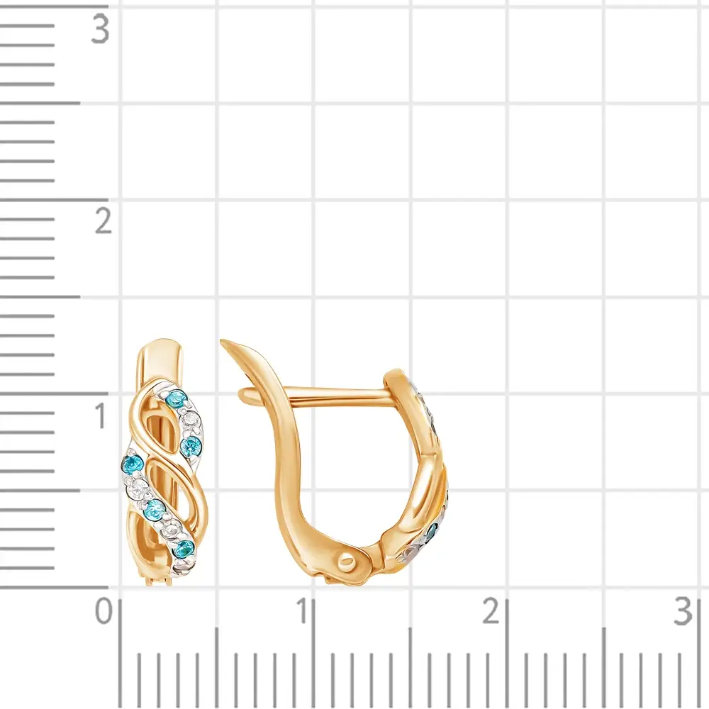Серьги детские с фианитами из красного золота 375 пробы 3