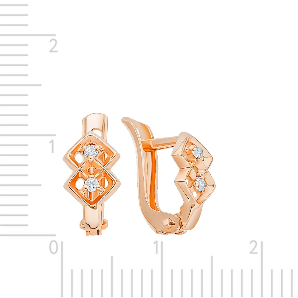 Серьги детские с фианитами из красного золота 585 пробы 2