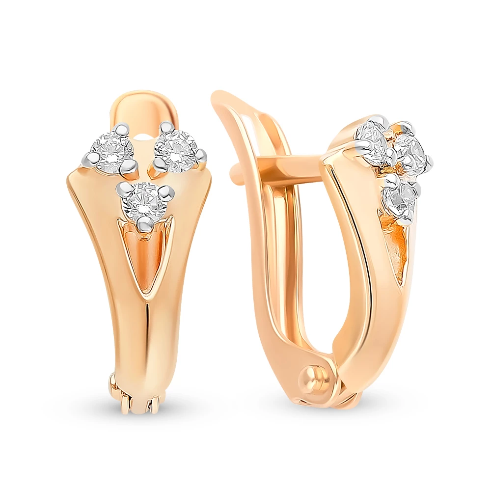 Серьги детские с фианитами из красного золота 375 пробы 1