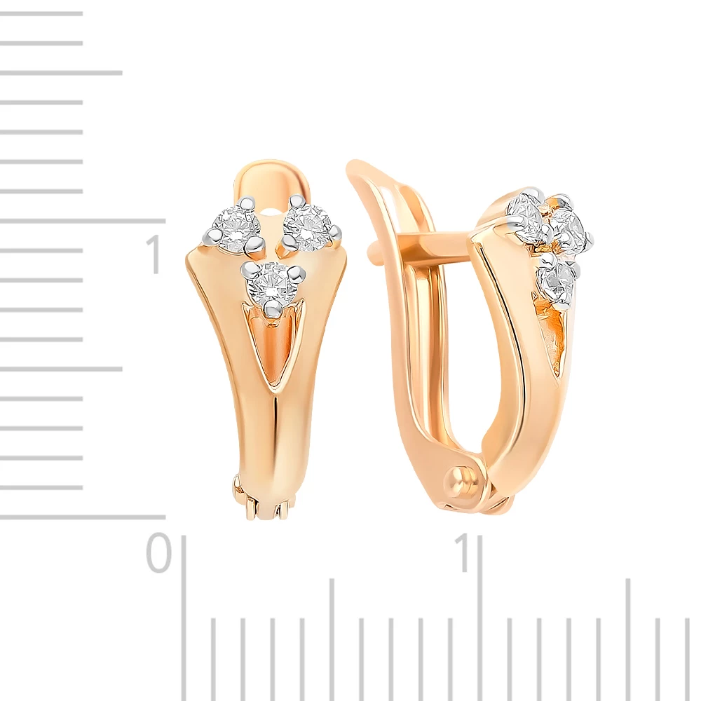 Серьги детские с фианитами из красного золота 375 пробы 2