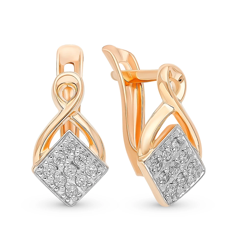 Серьги детские с фианитами из красного золота 375 пробы 1