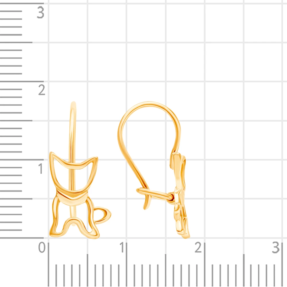 Серьги  Кошка детские из красного золота 375 пробы 2
